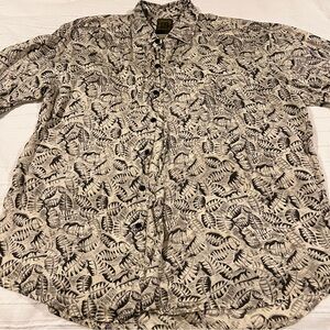 Men's Silk Leaf Print Dress Shirt